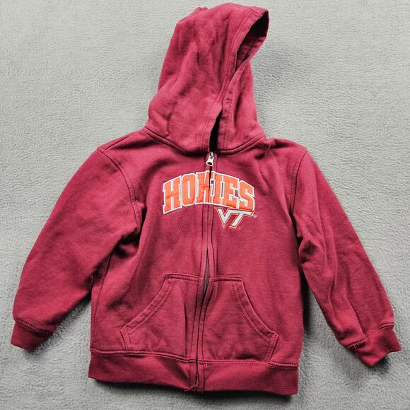 Virginia Tech Hokies Jacket Hoodie Youth 4T Full Zip Maroon Red Embroidered - Picture 1 of 8